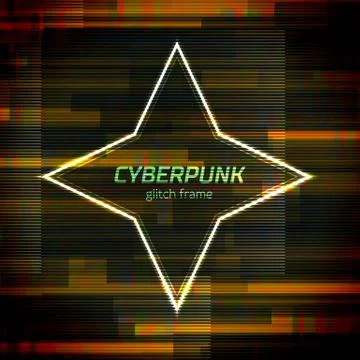 Glitch cyberpunk frame with technology error and neon shape Stock Illustration