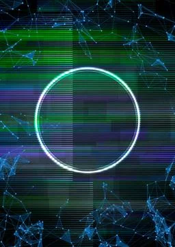 Glitch cyberpunk frame with technology error and neon shape Stock Illustration