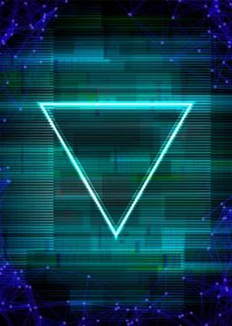 Glitch cyberpunk frame with technology error and neon shape Stock Illustration