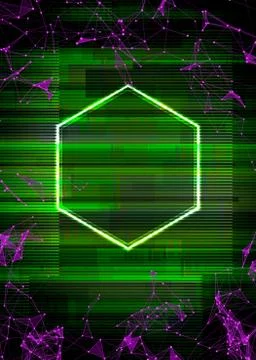 Glitch cyberpunk frame with technology error and neon shape Stock Illustration