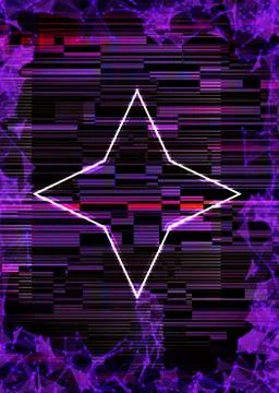 Glitch cyberpunk frame with technology error and neon shape Stock Illustration