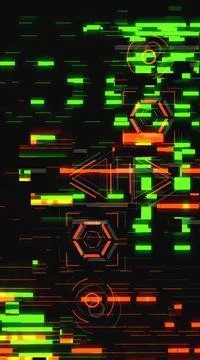 Glitch design with neon light, small hud element, color distortion of the screen Stock-Illustration