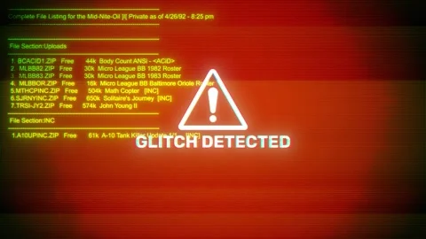Glitch Detected on hacking &amp; error message digital screen message on compute Stock Footage 322694013