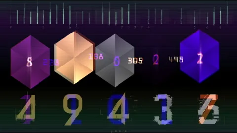 Glitch Digital Countdown Hexagon Data Nodes, Numbers And Futuristic Tech Stock Footage 335882164