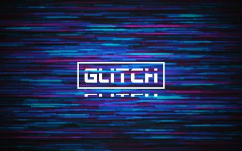Glitch digital error. Color video distortion with lines. Horizontal no signal Illustrazione stock