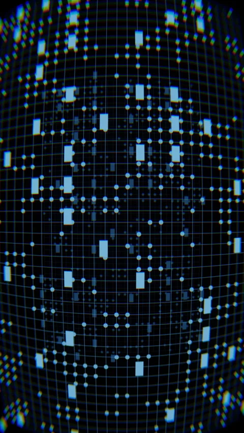 Glitch Digital Grid Matrix Vertical VJ Loop Cyberpunk Background, 3D Render Stock Footage 340881491