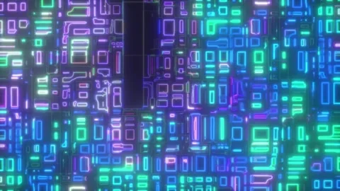 Glitch Digital Square Loop – Abstract Futuristic Motion (60 sec, Seamless) Stock Footage 304991148