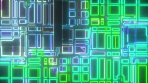 Glitch Digital Square Loop – Abstract Futuristic Motion (60 sec, Seamless) Stock Footage 304991244