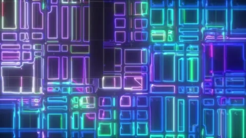 Glitch Digital Square Loop – Abstract Futuristic Motion (60 sec, Seamless) Stock Footage 304991374