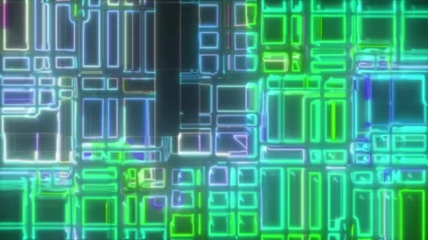 Glitch Digital Square Loop – Abstract Futuristic Motion (60 sec, Seamless) Stock Footage 304991375