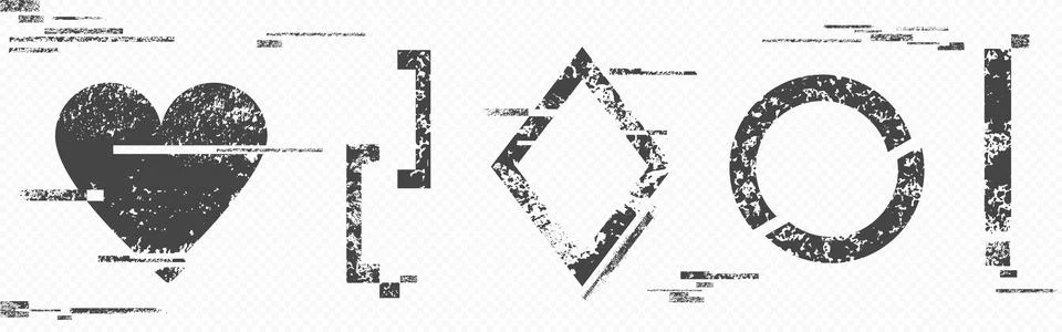 Glitch distort shape icons Stock Illustration