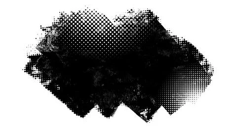 Glitch distorted brush stroke . Trendy halftone brush background. Stock Illustration