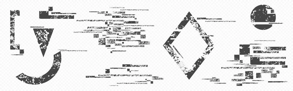 Glitch distorted vector shapes Illustrazione stock