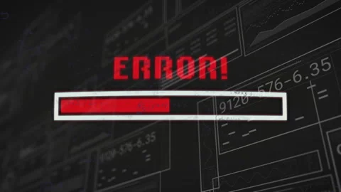Glitch distorting loading bar on wireframe grid switching to ERROR with red fill Stock Footage 315559019