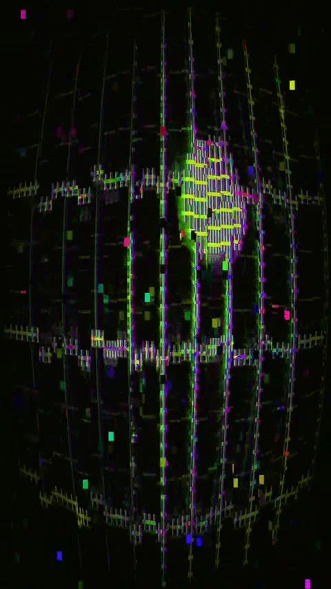 Glitch Distortion 4K Vertical Seamless — Bad TV VJ Overlay Stock Footage 329788586