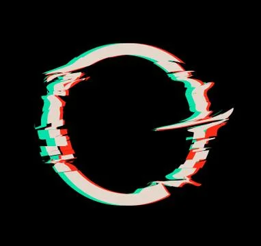 Glitch distortion frame. Vector circle illustration on black Stock Illustration