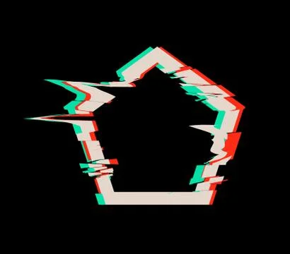 Glitch distortion frame. Vector pentacon illustration on black Stock Illustration