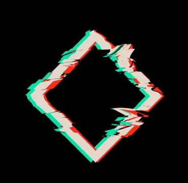 Glitch distortion frame. Vector rhombus illustration on black Stock Illustration