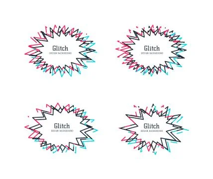 Glitch distortion frames. Vector set of starburst speech bubble, which can be Stock Illustration