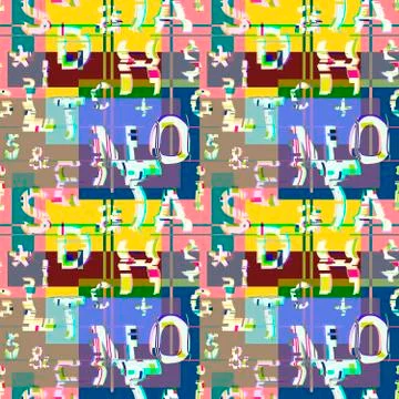 Glitch distortion seamless pattern Illustrazione stock