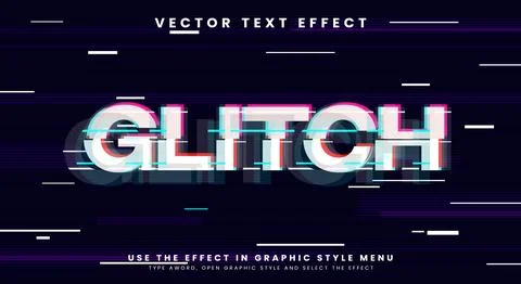 Glitch editable text effect Template Stock Illustration