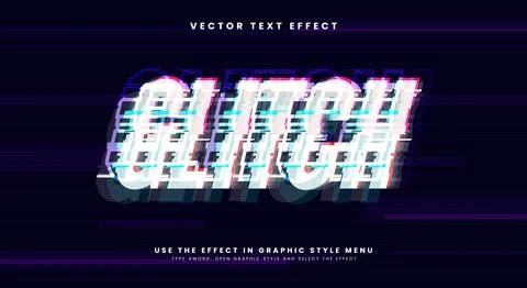 Glitch editable text effect template Stock Illustration