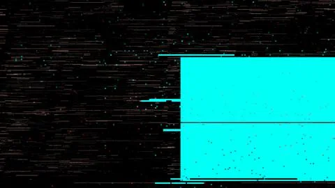 Glitch effect abstract artwork presents a digital screen with neon teal accents Stockillustratie