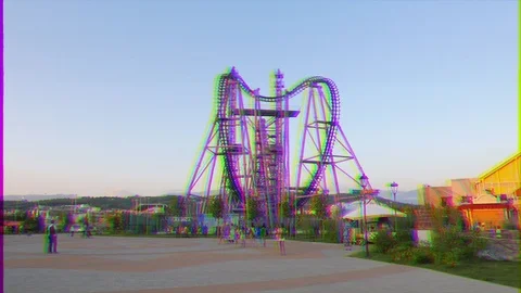 Glitch effect. Amusement park. Sochi-Park  Adler, Russia Stock Footage 107080316