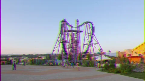 Glitch effect. Amusement park. Sochi-Park  Adler, Russia Stockbeeldmateriaal 107080323