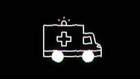 Glitch effect animation of the ambulance icon. Stock Footage 149691011