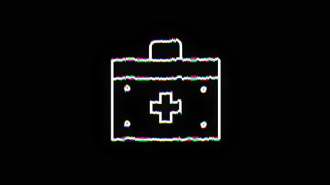 Glitch effect animation of the First aid kit icon. Stock Footage 149693658