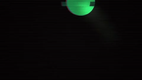 Glitch effect animation with moving green sphere on dark background. Stock Footage 334523612