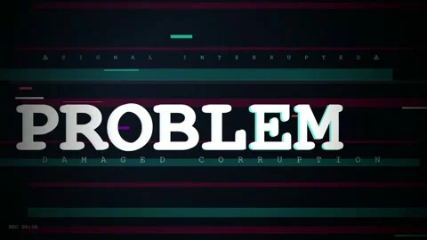 Glitch effect animation with problem text and digital signal corruption on dark Stock Footage 345760603