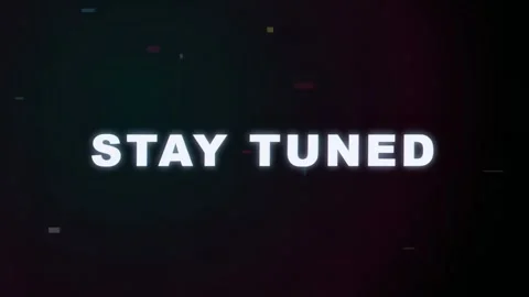Glitch effect animation of stay tuned text on dark background with digital noise Stock Footage 345751598