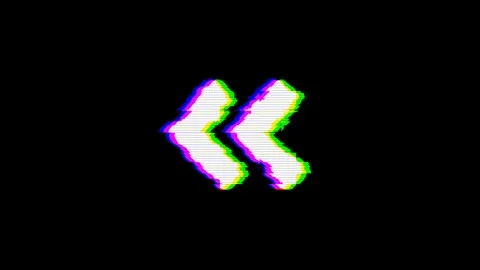 From the Glitch effect arises Angle double left symbol. Then the TV turns off. Stock Footage 103287448
