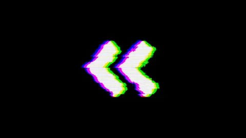 From the Glitch effect arises Angle double left symbol. Then the TV turns off. Stock Footage 103287503