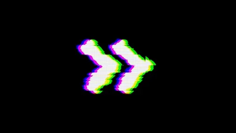 From the Glitch effect arises angle double right symbol. Then the TV turns off. Stock Footage 103287507