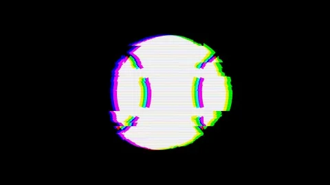 From the Glitch effect arises baseball ball symbol. Then the TV turns off. Alpha Stock Footage 103342282