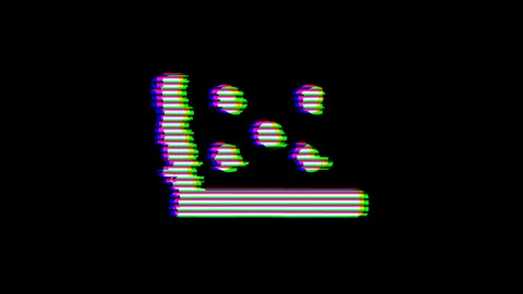 From the Glitch effect arises chart scatter symbol. Then the TV turns off. Alpha Stock Footage 132314112