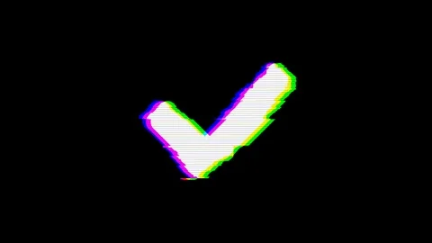 From the Glitch effect arises check symbol. Then the TV turns off. Alpha channel Stock Footage 103373989