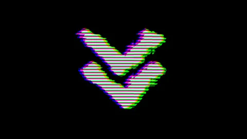 From the Glitch effect arises chevron double down symbol. Then the TV turns off. Stock Footage 132201929