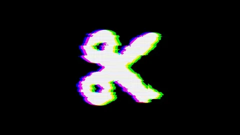 From the Glitch effect arises cut symbol. Then the TV turns off. Alpha channel Stock Footage 103485595