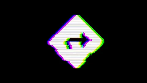 From the Glitch effect arises directions symbol. Then the TV turns off. Alpha Stock Footage 103486316