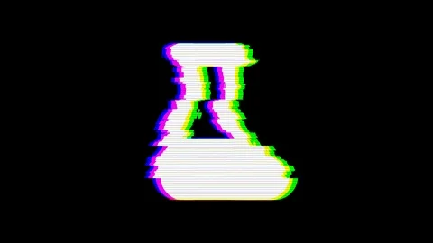 From the Glitch effect arises flask symbol. Then the TV turns off. Alpha channel Stock Footage 103520450