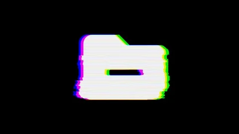 From the Glitch effect arises folder minus symbol. Then the TV turns off. Alpha Video stock 103530897