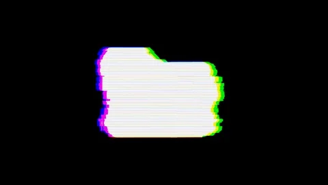 From the Glitch effect arises folder symbol. Then the TV turns off. Alpha Video stock 103520391