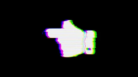 From the Glitch effect arises hand point left symbol. Then the TV turns off. Stock Footage 103629141