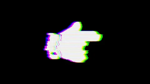From the Glitch effect arises hand point right symbol. Then the TV turns off. Stock Footage 103629142