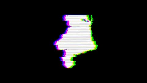 From the Glitch effect arises hand point down symbol. Then the TV turns off. Stock Footage 103629208