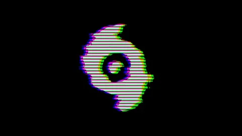 From the Glitch effect arises hurricane symbol. Then the TV turns off. Alpha Stock Footage 132384627